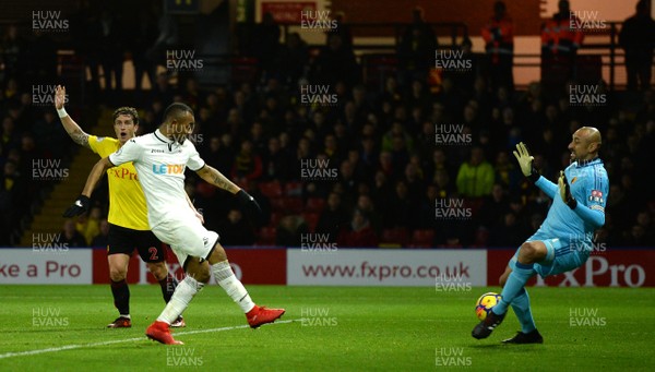 301217 - Watford v Swansea City - Premier League - Jordan Ayew of Swansea City scores goal