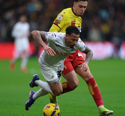 310126 - Watford v Swansea City, EFL Sky Bet Championship - Ronald of Swansea City is brought down by Othmane Maamma of Watford