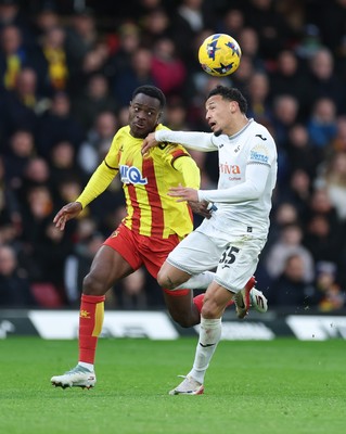 310126 - Watford v Swansea City, EFL Sky Bet Championship - Ronald of Swansea City and Marc Bola of Watford compete for the ball