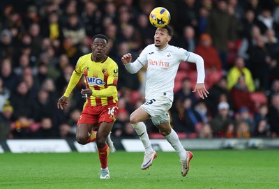 310126 - Watford v Swansea City, EFL Sky Bet Championship - Ronald of Swansea City and Marc Bola of Watford compete for the ball