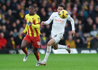 310126 - Watford v Swansea City, EFL Sky Bet Championship - Ronald of Swansea City and Marc Bola of Watford compete for the ball