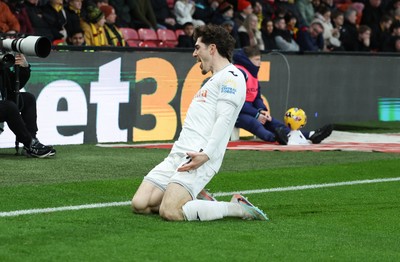 310126 - Watford v Swansea City, EFL Sky Bet Championship - Josh Key of Swansea City celebrates after scoring the second goal