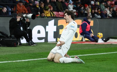 310126 - Watford v Swansea City, EFL Sky Bet Championship - Josh Key of Swansea City celebrates after scoring the second goal