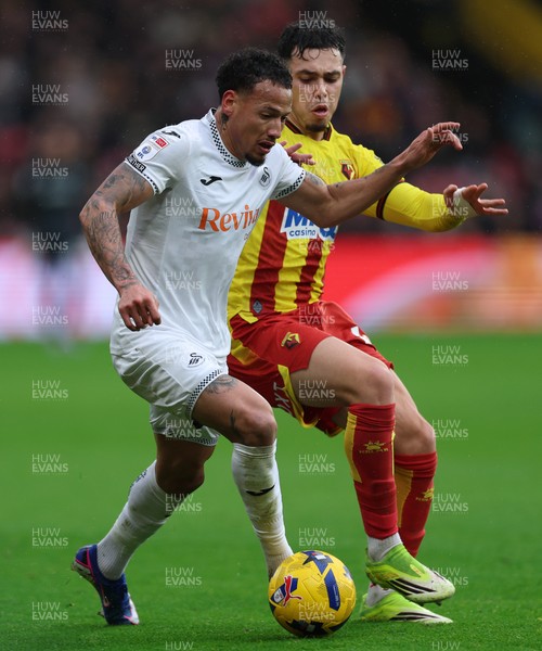 310126 - Watford v Swansea City, EFL Sky Bet Championship - Ronald of Swansea City is brought down by Othmane Maamma of Watford