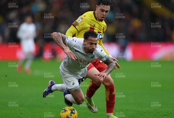310126 - Watford v Swansea City, EFL Sky Bet Championship - Ronald of Swansea City is brought down by Othmane Maamma of Watford