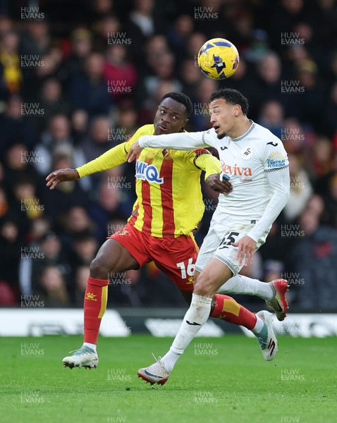 310126 - Watford v Swansea City, EFL Sky Bet Championship - Ronald of Swansea City and Marc Bola of Watford compete for the ball