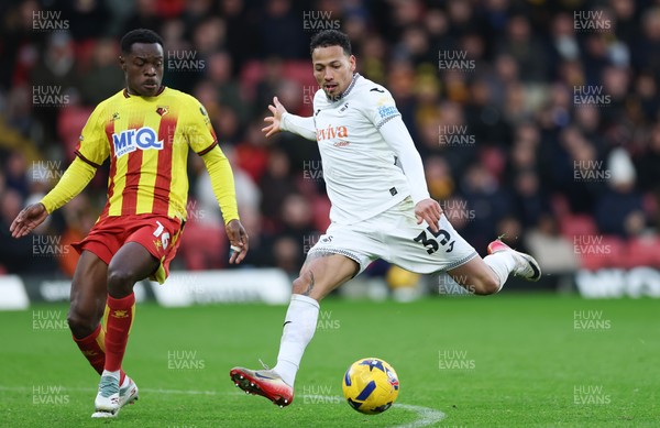 310126 - Watford v Swansea City, EFL Sky Bet Championship - Ronald of Swansea City and Marc Bola of Watford compete for the ball