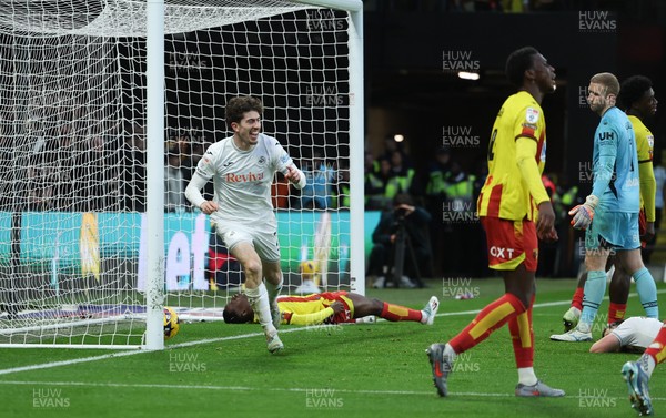 310126 - Watford v Swansea City, EFL Sky Bet Championship - Josh Key of Swansea City celebrates after scoring the second goal