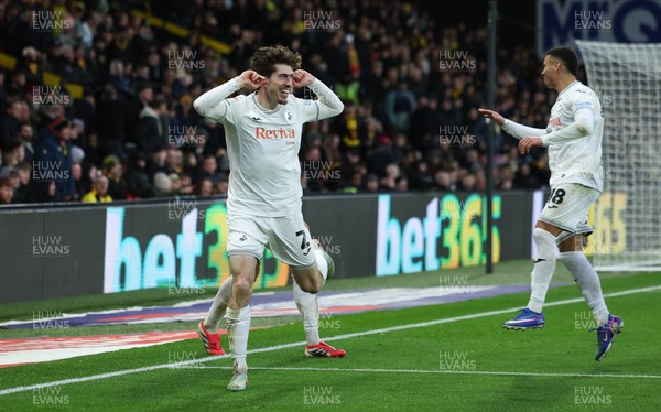 310126 - Watford v Swansea City, EFL Sky Bet Championship - Josh Key of Swansea City celebrates after scoring the second goal