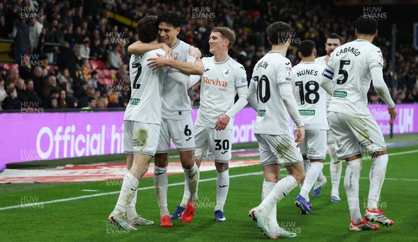 310126 - Watford v Swansea City, EFL Sky Bet Championship - Josh Key of Swansea City celebrates after scoring the second goal