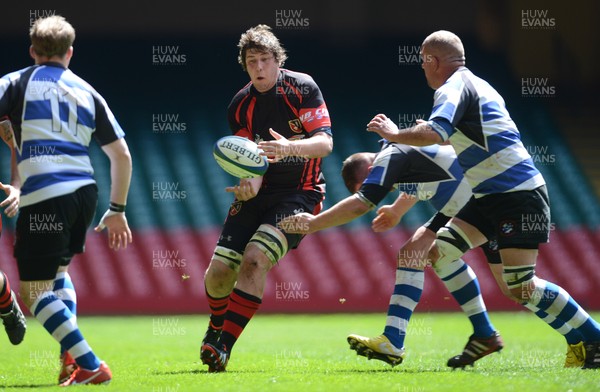 040513 - Wattstown v Fishguard & Goodwick - SWALEC Bowl Final -Christopher Lacey of Wattstown looks for a way through 