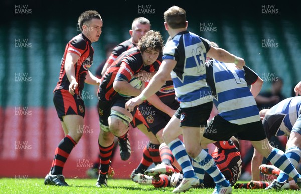 040513 - Wattstown v Fishguard & Goodwick - SWALEC Bowl Final -Christopher Lacey of Wattstown looks for a way through 