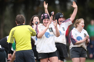 28.03.10 ... Waunarlwydd v Seven Sisters, WRU Women's National Plate Final 2009-10. -  Waunarlwydd players celebrate as the final whistle is blown 