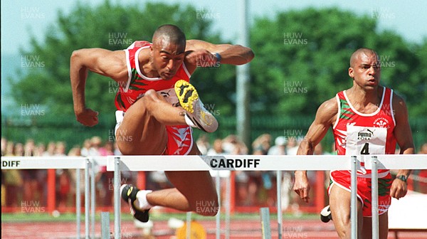 310597 - Welsh Athletics Games - Colin Jackson on his way to winning 110m hurdles