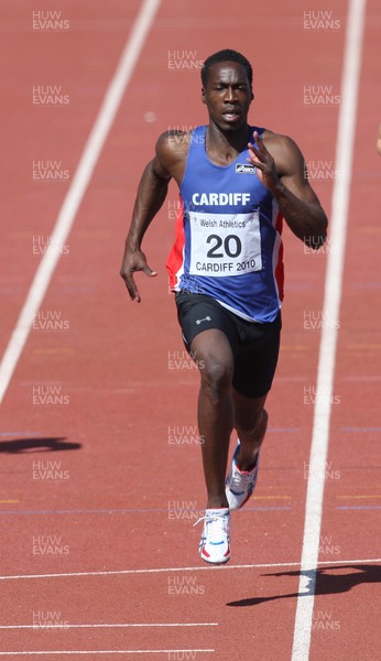 12.06.10.. Welsh Athletics Championships 2010 -  Cardiff's Christian Malcolm (20) wins the Senior Mens 100m Final 