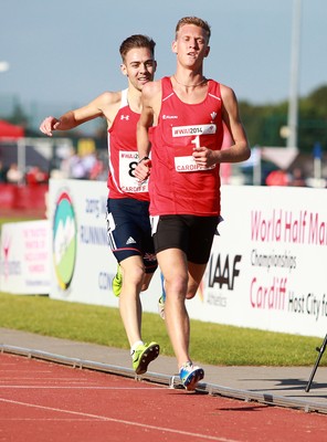 150714 - Welsh Athletics International held at the Cardiff International Sports Stadium - Adam Bitchell wins the 3000m