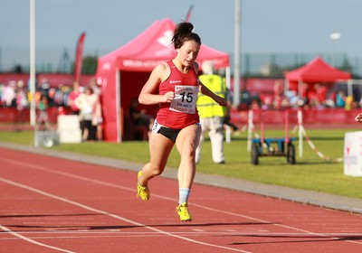 150714 - Welsh Athletics International held at the Cardiff International Sports Stadium - Shannon Malone wins Womens 100m Final B