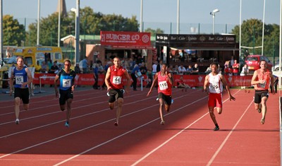 150714 - Welsh Athletics International held at the Cardiff International Sports Stadium - Mens 100m Final B