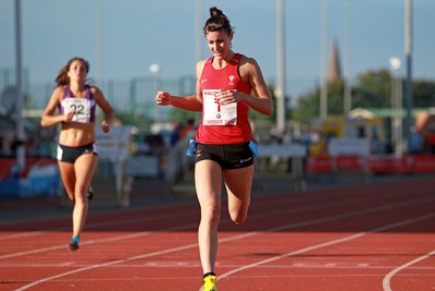 150714 - Welsh Athletics International held at the Cardiff International Sports Stadium - Seren Bundy-Davies wins the Womens 400m Final