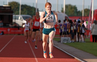 150714 - Welsh Athletics International held at the Cardiff International Sports Stadium - Angie Smit wins the Womens 800m Final