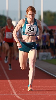 150714 - Welsh Athletics International held at the Cardiff International Sports Stadium - Angie Smit wins the Womens 800m Final