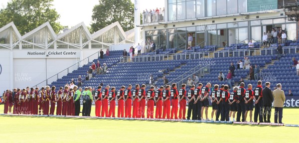 300612 - Welsh Dragons v Northants Steelbacks, Friends Life T20 - Glamorgan players wear Tom Maynard No 33 shirts in tribute to the young cricket who died recently at the start of the match