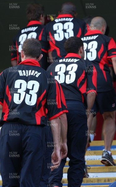 300612 - Welsh Dragons v Northants Steelbacks, Friends Life T20 - Glamorgan players wear Tom Maynard No 33 shirts in tribute to the young cricket who died recently at the start of the match