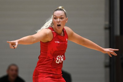 221125 - Welsh Feathers v Zimbabwe Gems - International Netball Match - Leah Middleton of Wales