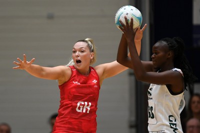221125 - Welsh Feathers v Zimbabwe Gems - International Netball Match - Leah Middleton of Wales