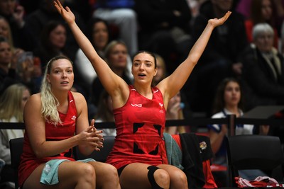 221125 - Welsh Feathers v Zimbabwe Gems - International Netball Match - Wales bench