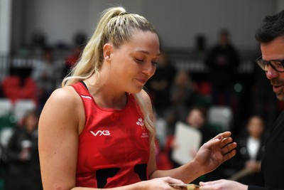 221125 - Welsh Feathers v Zimbabwe Gems - International Netball Match - Player of the match Leah Midleton of Wales