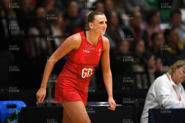 221125 - Welsh Feathers v Zimbabwe Gems - International Netball Match - Millie Carter of Wales makes her debut