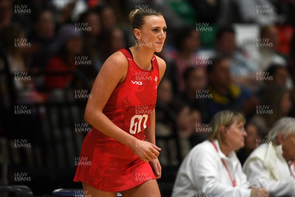 221125 - Welsh Feathers v Zimbabwe Gems - International Netball Match - Millie Carter of Wales makes her debut
