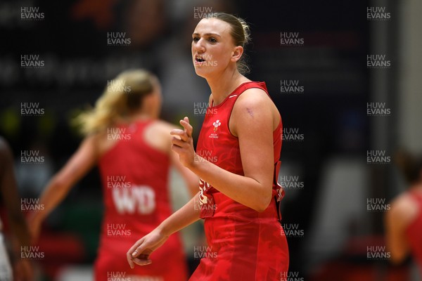 221125 - Welsh Feathers v Zimbabwe Gems - International Netball Match - Millie Carter of Wales