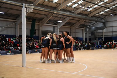 231125 - Welsh Feathers v Zimbabwe Gems - International Netball Match - Wales huddle