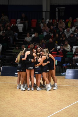 231125 - Welsh Feathers v Zimbabwe Gems - International Netball Match - Wales huddle