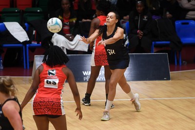 231125 - Welsh Feathers v Zimbabwe Gems - International Netball Match - Caris Morgan of Wales