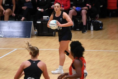 231125 - Welsh Feathers v Zimbabwe Gems - International Netball Match - Ella Powell-Davies of Wales