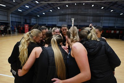 231125 - Welsh Feathers v Zimbabwe Gems - International Netball Match - Wales huddle
