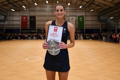 231125 - Welsh Feathers v Zimbabwe Gems - International Netball Match - Georgia Rowe of Wales on her 75th cap