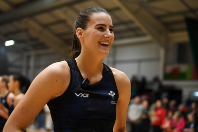 231125 - Welsh Feathers v Zimbabwe Gems - International Netball Match - Georgia Rowe of Wales on her 75th cap