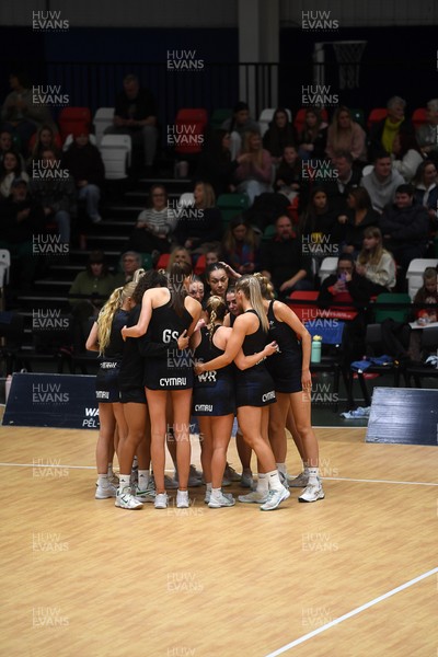 231125 - Welsh Feathers v Zimbabwe Gems - International Netball Match - Wales huddle