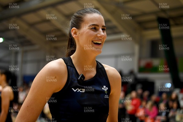 231125 - Welsh Feathers v Zimbabwe Gems - International Netball Match - Georgia Rowe of Wales on her 75th cap