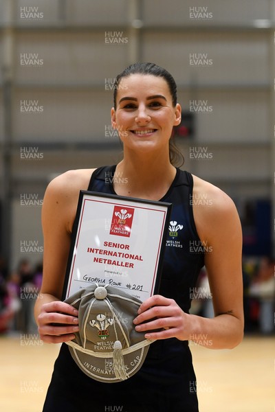 231125 - Welsh Feathers v Zimbabwe Gems - International Netball Match - Georgia Rowe of Wales on her 75th cap