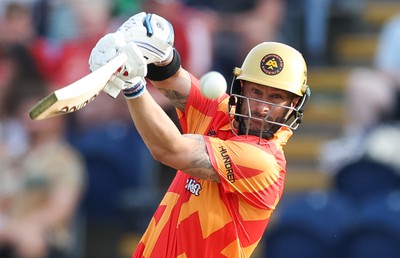 130822 - Welsh Fire Men v Birmingham Phoenix Men, The Hundred - Matthew Wade of Birmingham Phoenix plays a shot