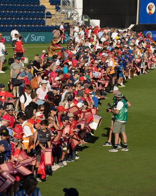 120826 - Welsh Fire v London Spirit, The Hundred - Fans wait for the Welsh Fire men to sign autographs and take photographs