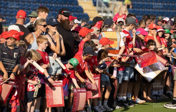 120826 - Welsh Fire v London Spirit, The Hundred - Fans wait for the Welsh Fire men to sign autographs and take photographs