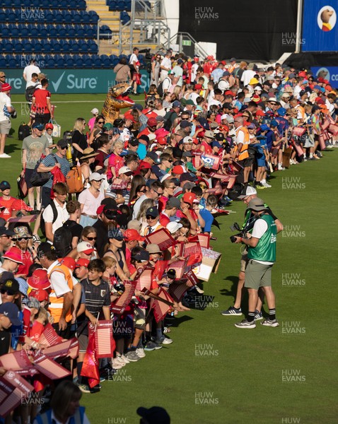 120826 - Welsh Fire v London Spirit, The Hundred - Fans wait for the Welsh Fire men to sign autographs and take photographs