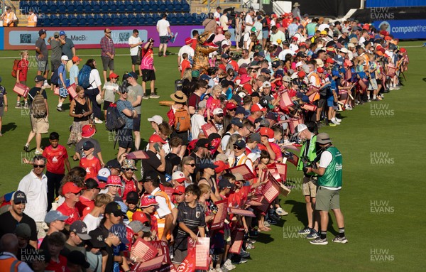 120826 - Welsh Fire v London Spirit, The Hundred - Fans wait for the Welsh Fire men to sign autographs and take photographs