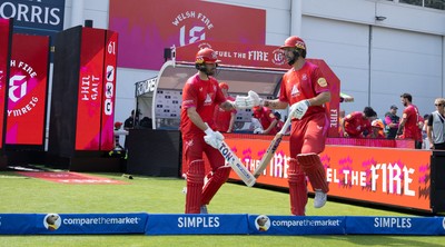 290726 - Welsh Fire Men v Trent Rockets Men, The Hundred - Matthew Short of Welsh Fire and Phil Salt of Welsh Fire open the batting